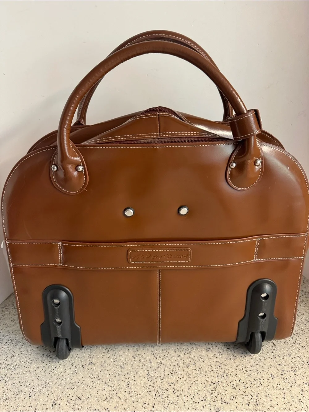McKlein Edgebrook Leather Brown Wheeled Laptop Briefcase Travel Bag.Unisex